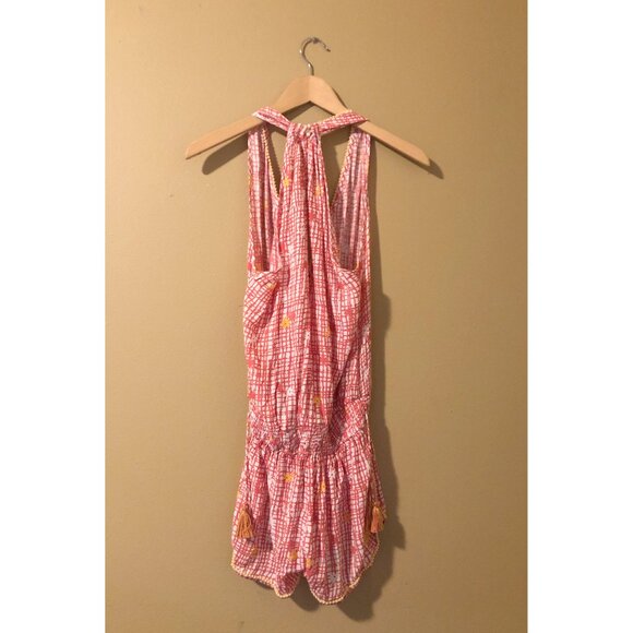 NWT Poupette St. Barth pink maze print Elsie pom pom romper - Picture 5 of 6